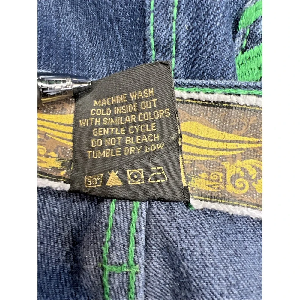 NBN Gear Men 40 Baggy Denim Shorts Y2K Jorts Green Stitch Raw String  X-TREME
